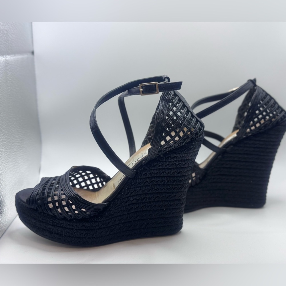 Jimmy Choo Black Strappy Wedges